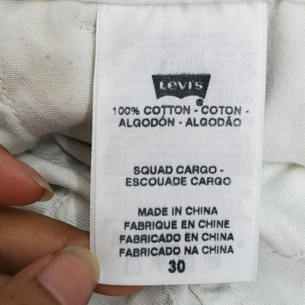 Levi's Men Shorts 30 White Squad Cargo Plaid Grunge Skater Baggy Y2K